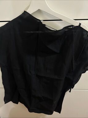 Shop Peche Black Sheer Blouse - Lightweight Draped Top Brand new